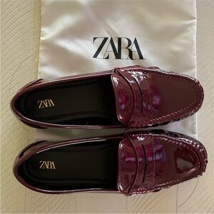 Zara wine patent loafers